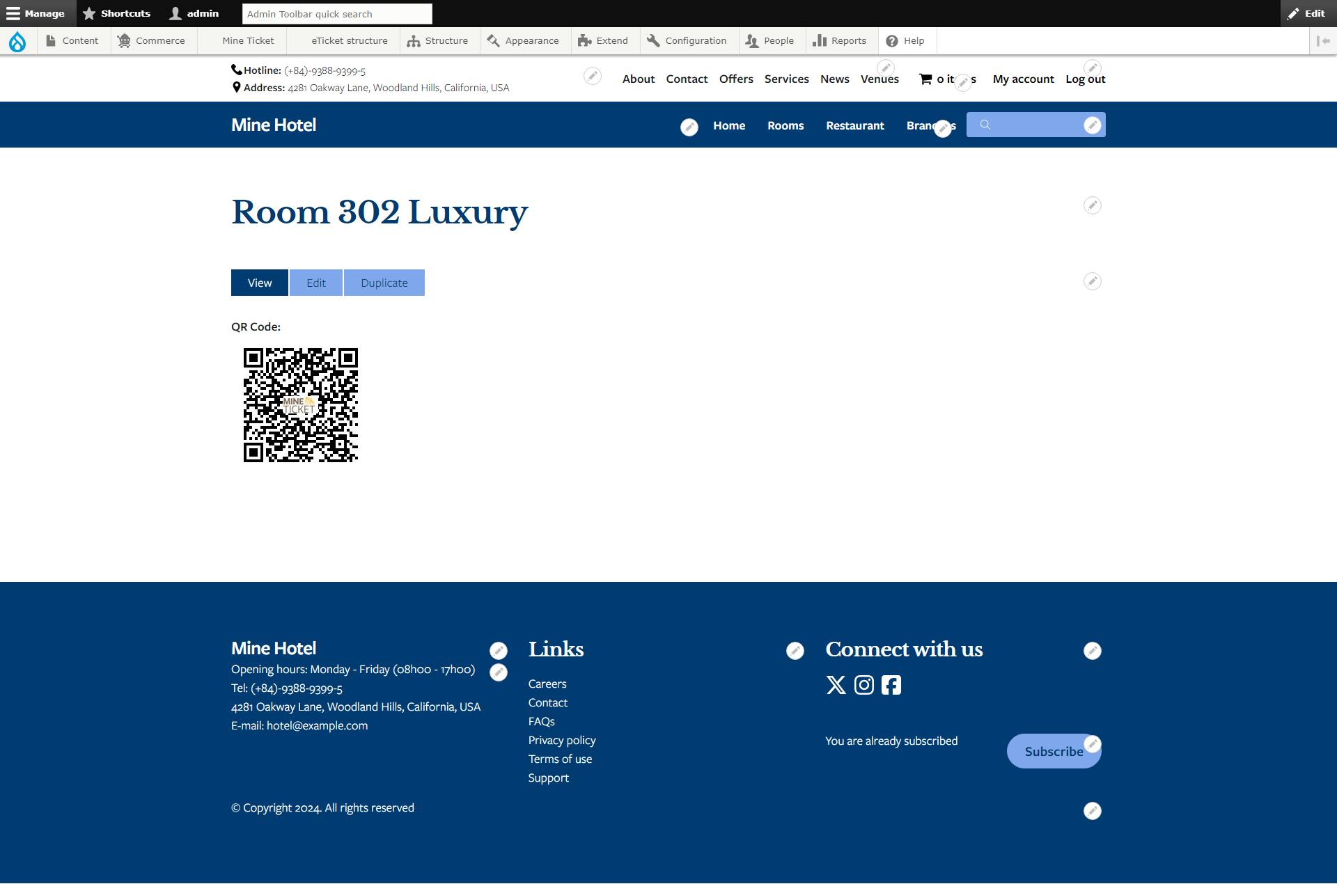 QR code for room